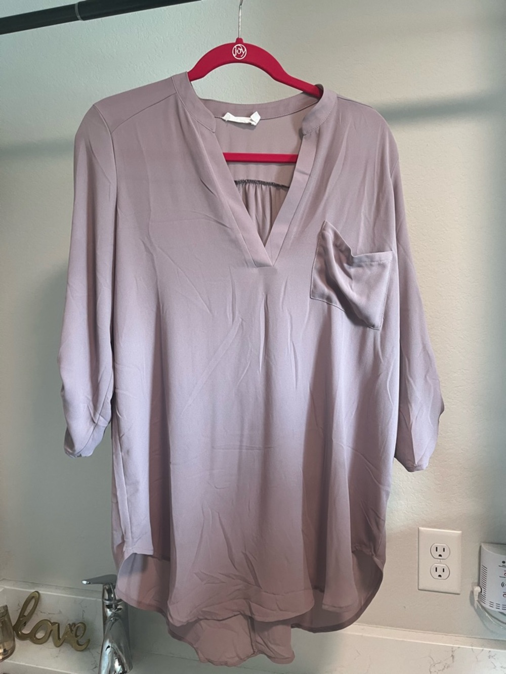 Lush Dusty Mauve V-Neck Pocket Tunic